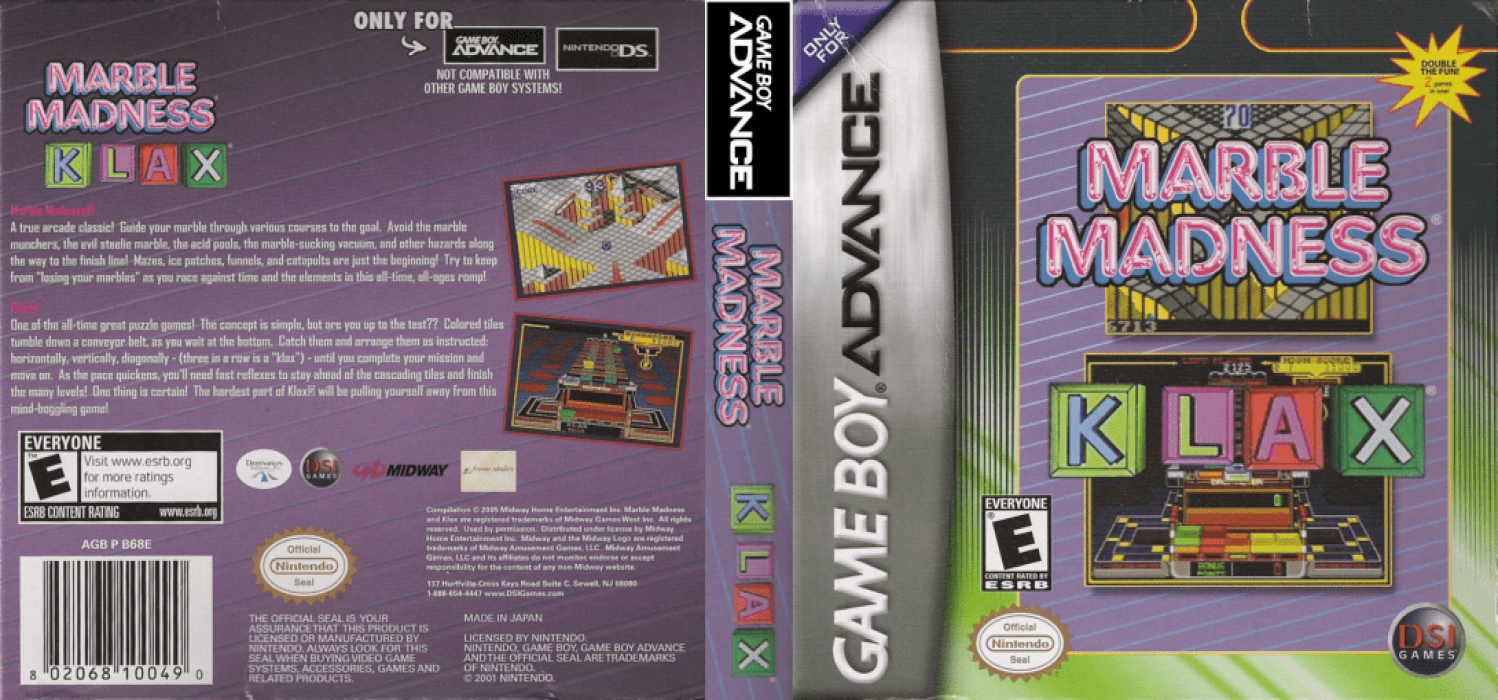 Marble Madness / Klax — box-texture (US)