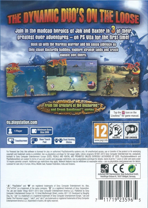 Jak and Daxter - The Precursor Legacy — box-2D-back (EU)