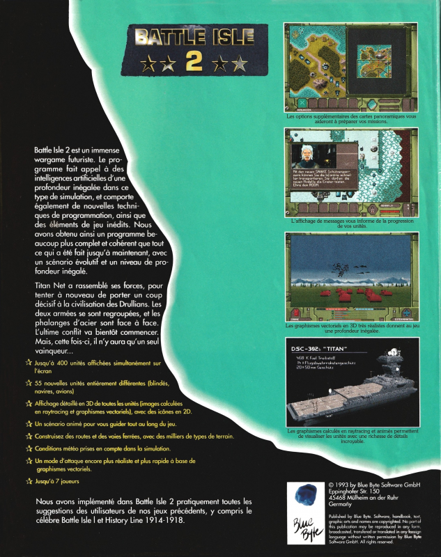 Battle Isle 2 — box-2D-back (FR)