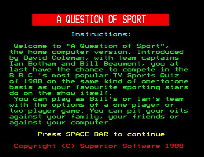 Question Of Sport, A — sstitle (WOR)