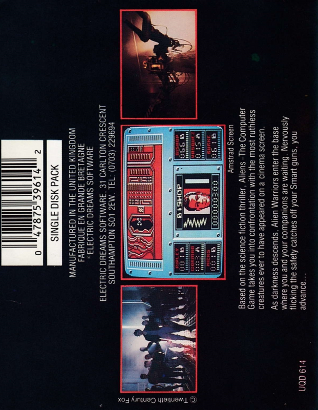 Aliens - The Computer Game — box-2D-back (EU)