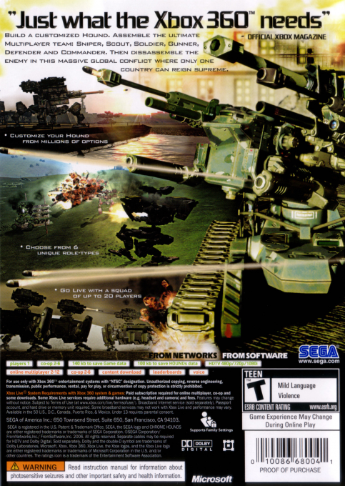 Chromehounds — box-2D-back (US)