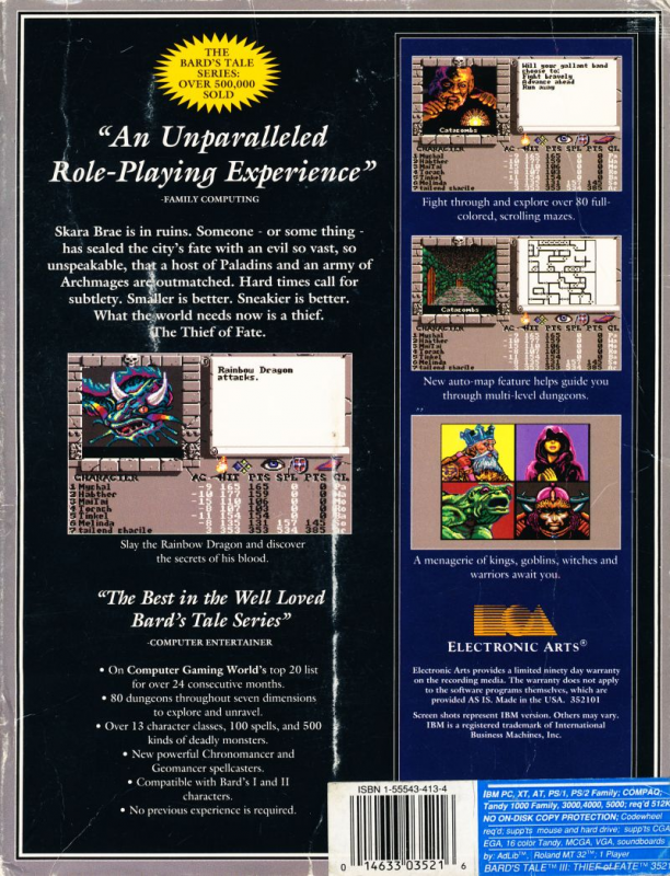 Bard's Tale 3 - Thief Of Fate, The — box-2D-back (US)