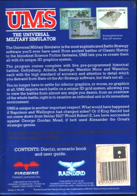 UMS - The Universal Military Simulator — box-2D-back (EU)