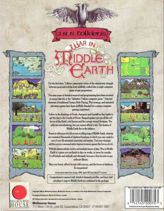 J.R.R. Tolkien's War in Middle Earth — box-2D-back (US)