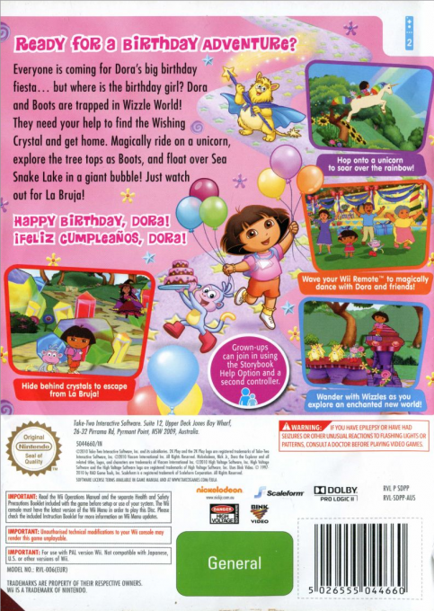 Nickelodeon Dora's Big Birthday Adventure — box-2D-back (EU)