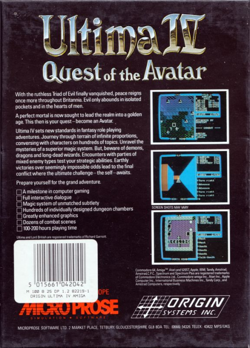 Ultima IV - Quest of the Avatar — box-2D-back (EU)