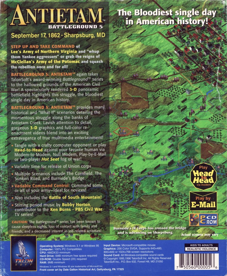 Battleground 5: Antietam — box-2D-back (WOR)