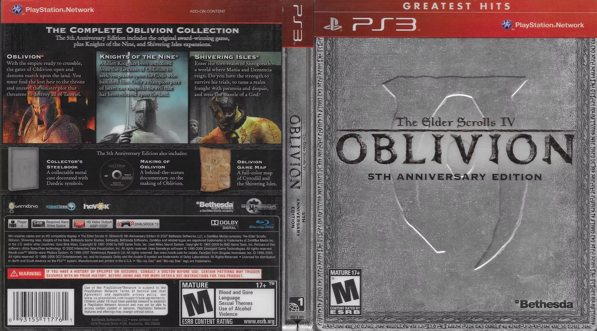 Elder Scrolls IV, The - Oblivion - 5th Anniversary Edition — box-texture (US)