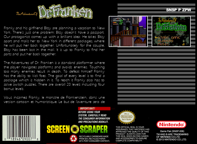 Adventures Of Dr. Franken, The — box-2D-back (SS)