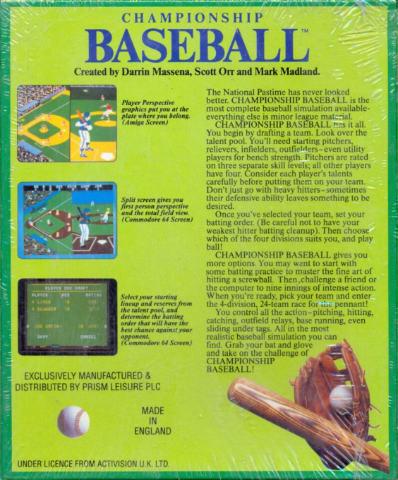 Championship Baseball — box-2D-back (EU)