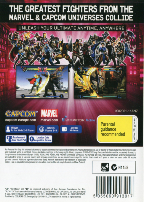 Ultimate Marvel vs Capcom 3 — box-2D-back (AU)