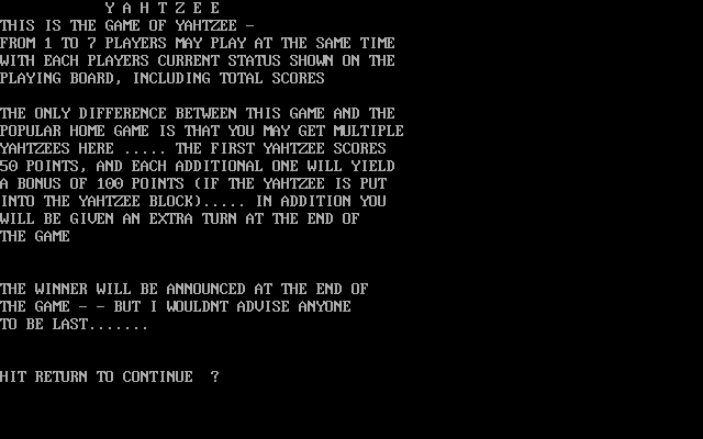 Yahtzee — sstitle (WOR)
