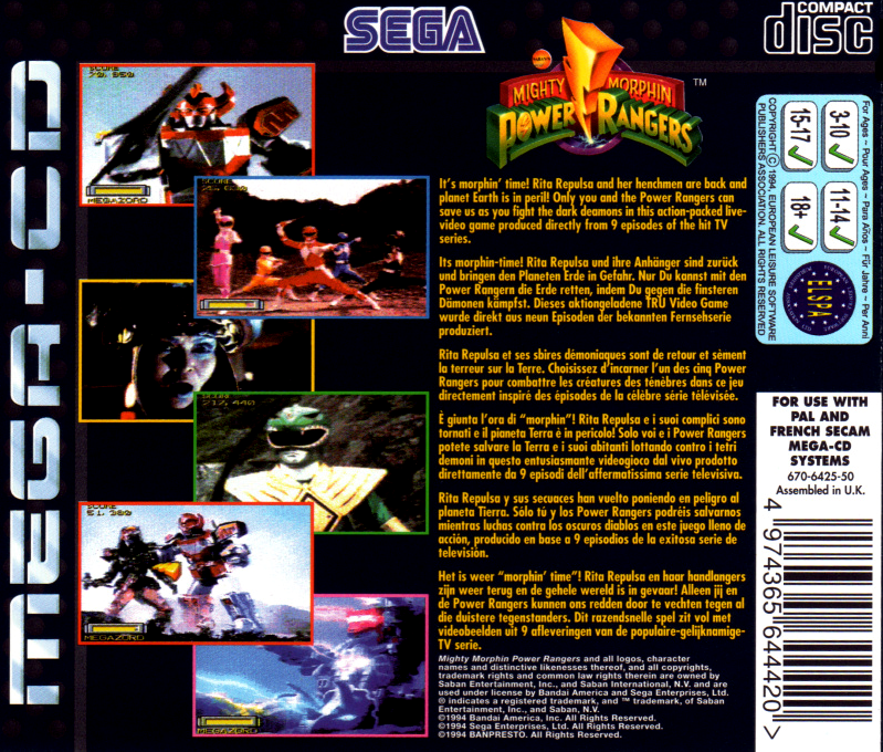 Mighty Morphin Power Rangers — box-2D-back (EU)