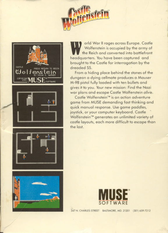 Castle Wolfenstein — box-2D-back (US)