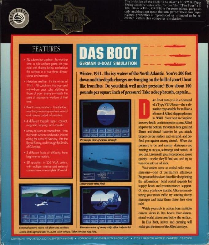 Boot, Das - German U-boat Simulation — box-2D-back (US)