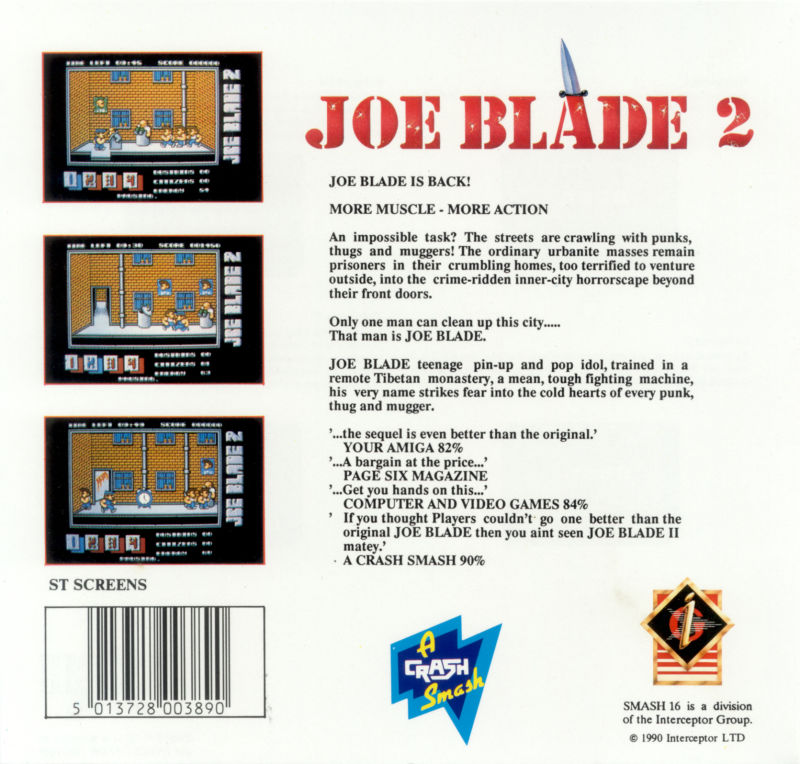 Joe Blade 2 — box-2D-back (UK)