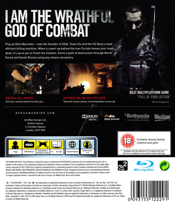 Rogue Warrior — box-2D-back (UK)