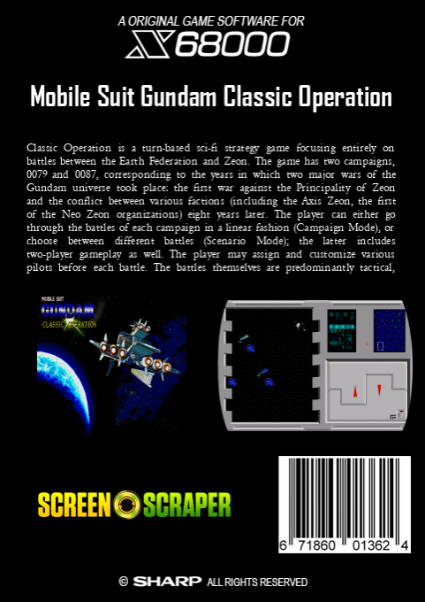 Mobile Suit Gundam Classic Operation — box-2D-back (SS)