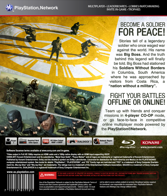Metal Gear Solid - Peace Walker - HD Edition — box-2D-back (US)
