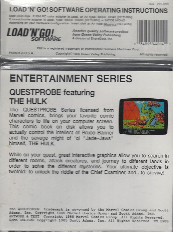 Questprobe Featuring The Hulk — box-2D-back (US)