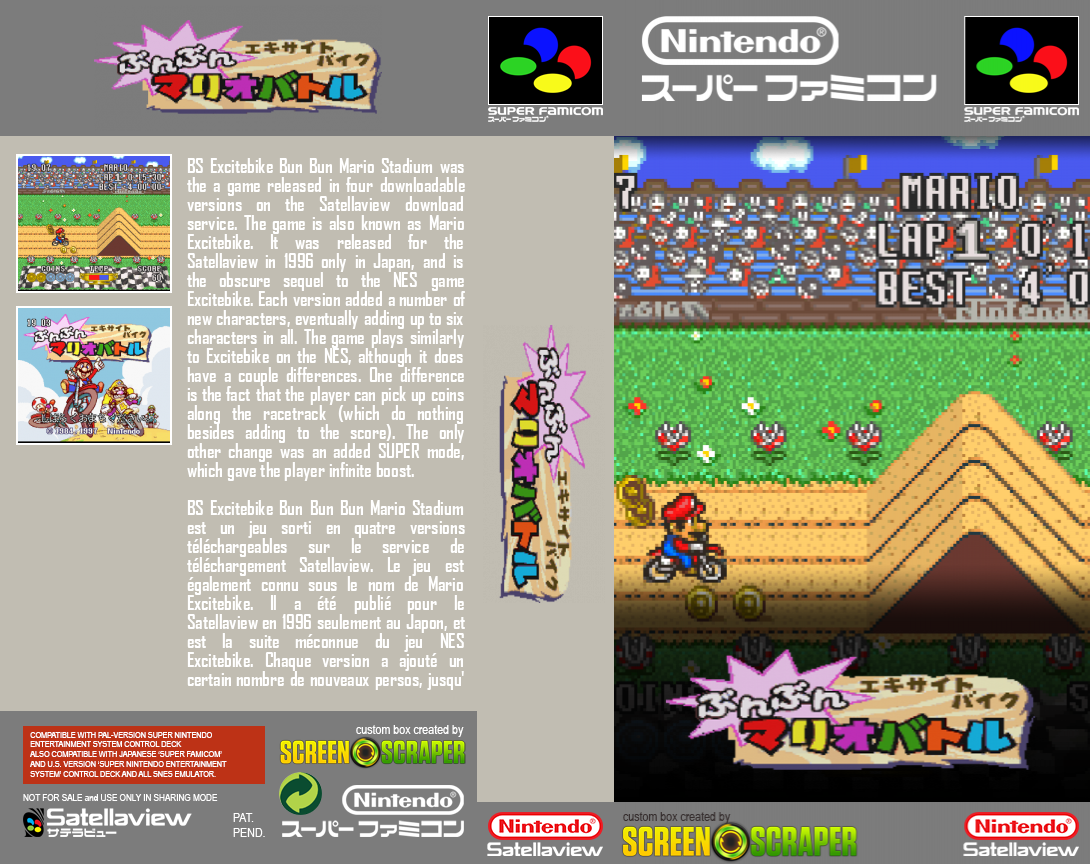 Excitebike - Bunbun Mario Battle - Stadium 2 — box-texture (SS)