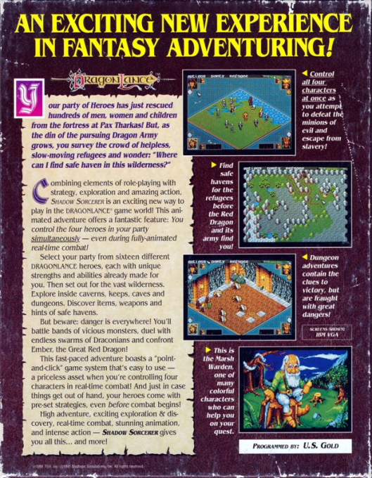Advanced Dungeons & Dragons - Shadow Sorcerer - A DragonLance Role-Playing Adventure Vol,1 — box-2D-back (US)