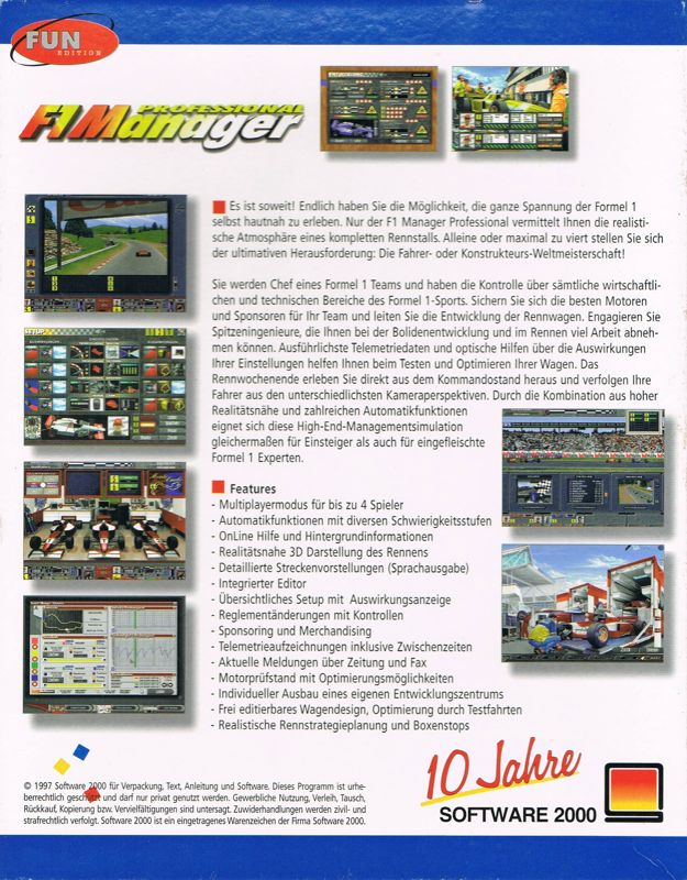 F1 Manager Professional — box-2D-back (DE)
