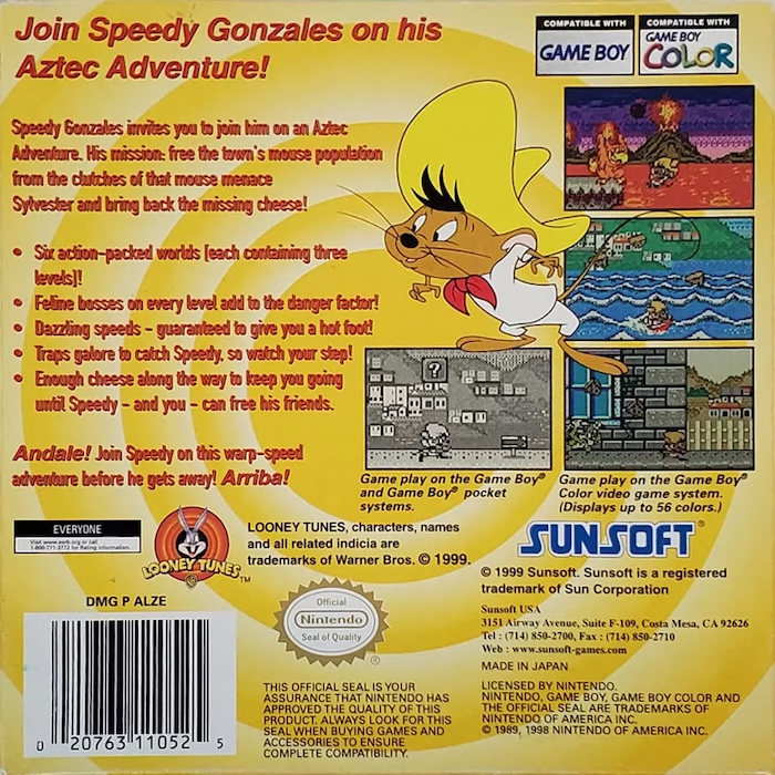 Speedy Gonzales : Aztec Adventure — box-2D-back (US)