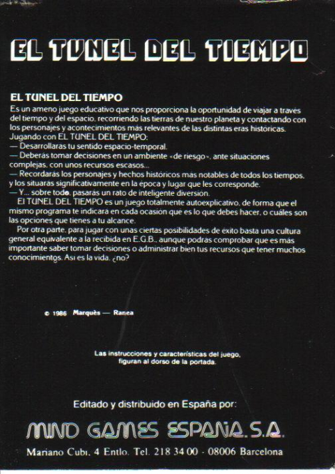 Tunel Del Tiempo, El — box-2D-back (SP)