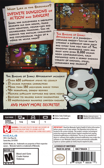 Binding Of Isaac - Afterbirth Plus, The — box-2D-back (US)