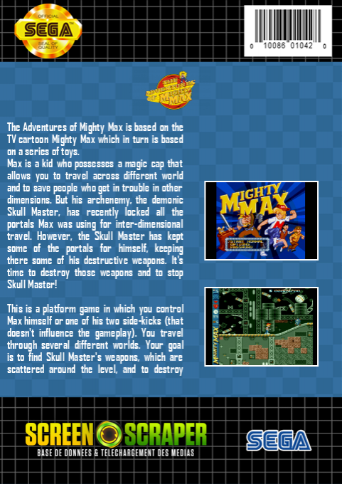 Adventures Of Mighty Max, The — box-2D-back (SS)