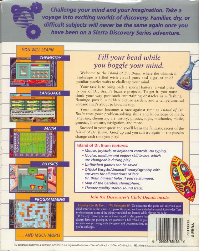 Island Of Dr. Brain — box-2D-back (US)