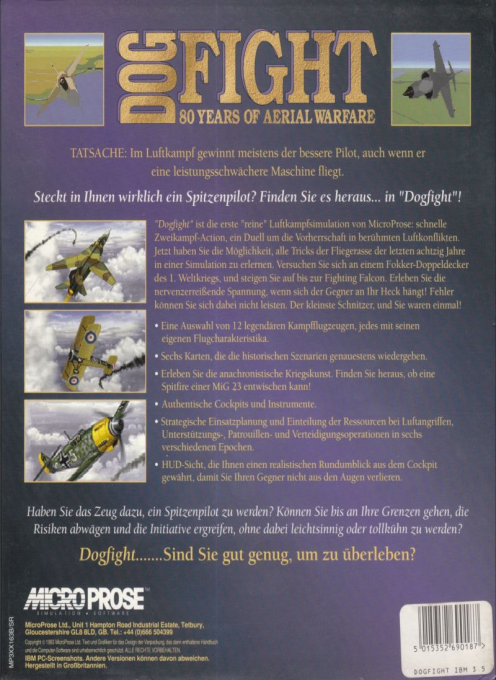 Dogfight - 80 Years of Aerial Warfare — box-2D-back (DE)