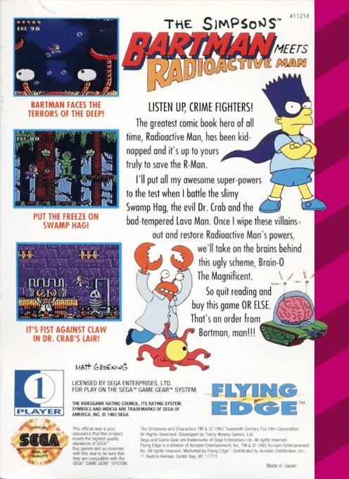 Simpsons - Bartman Meets Radioactive Man, The — box-2D-back (US)