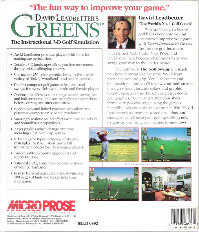 David Leadbetter's Golf — box-2D-back (US)