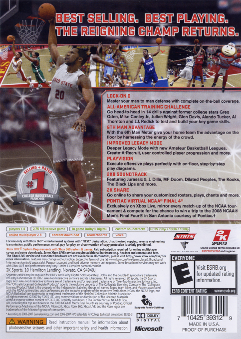 College Hoops 2K8 — box-2D-back (US)