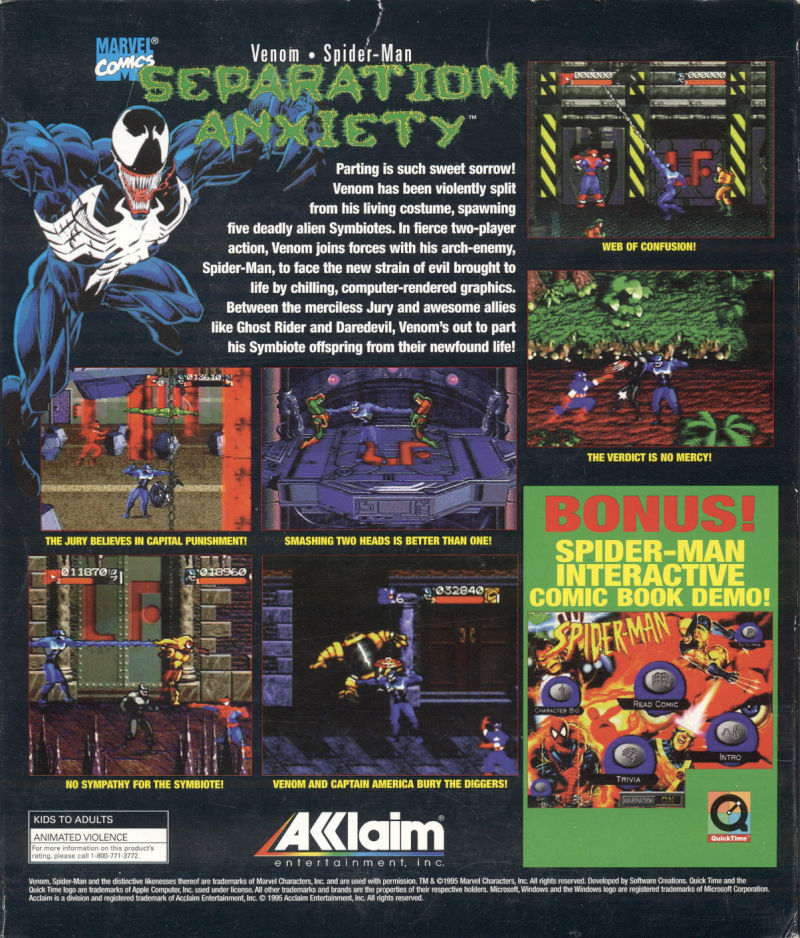 Venom • Spider-Man: Separation Anxiety — box-2D-back (US)