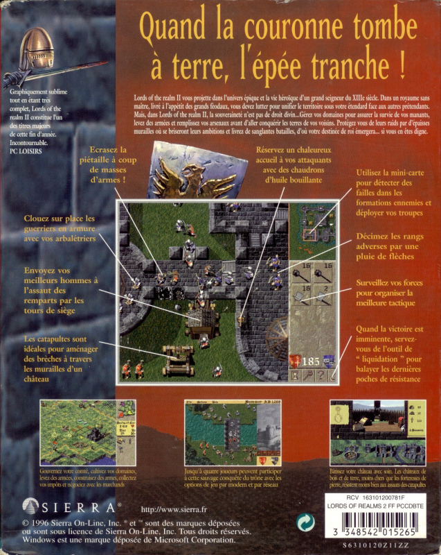 Lords of the Realm II — box-2D-back (FR)