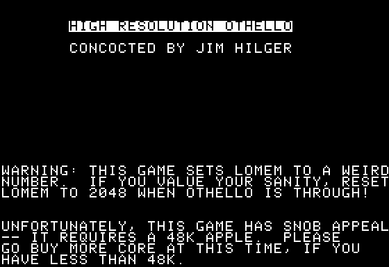 High Resolution Othello — sstitle (WOR)