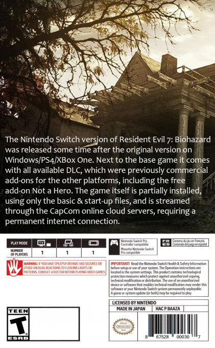 Biohazard 7 Resident Evil Cloud Version — box-2D-back (US)