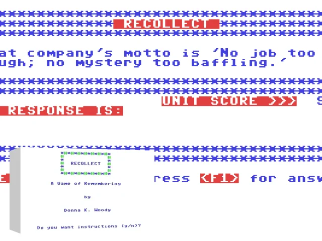 Recollect : A Game of Remembering — mixrbv2 (WOR)