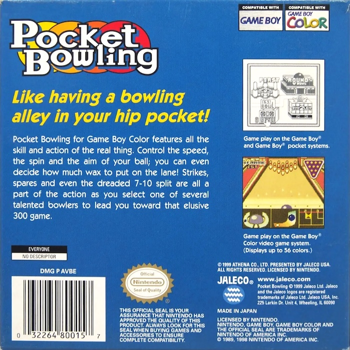 Pocket Bowling — box-2D-back (US)