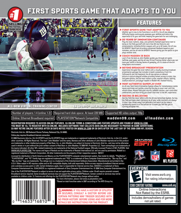 Madden NFL 09 — box-2D-back (US)