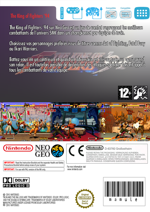 King Of Fighters '94, The — box-2D-back (FR)
