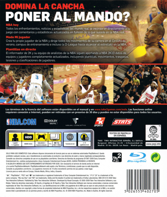 NBA 2K10 — box-2D-back (SP)