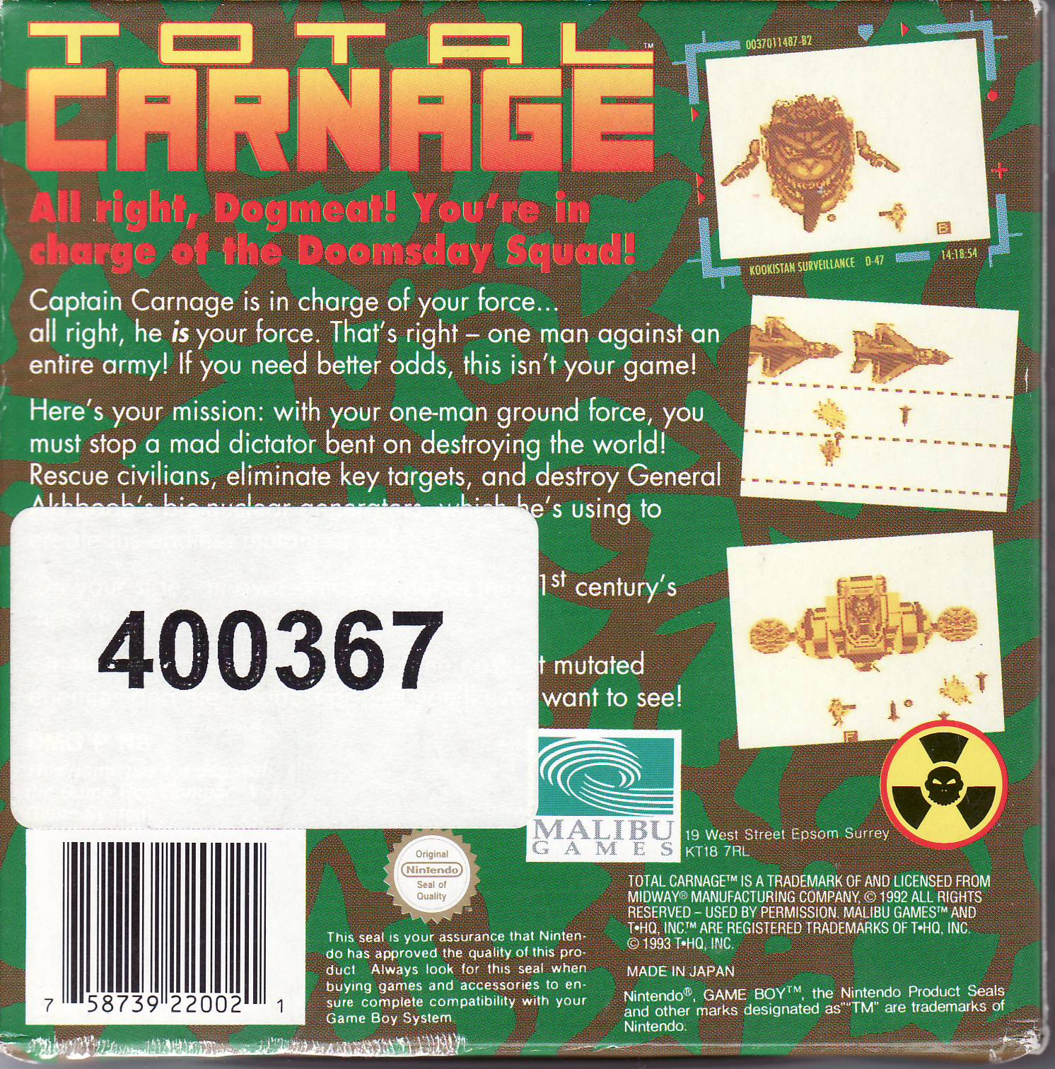 Total Carnage — box-2D-back (EU)