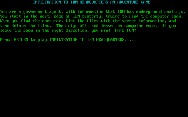 Infiltration to IBM Headquarters box art