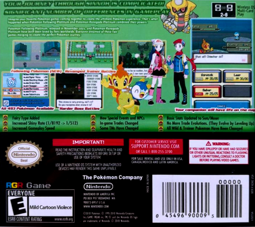 Pokemon Following Renegade Platinum — box-2D-back (WOR)