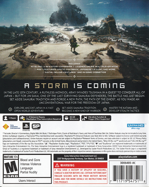 Ghost of Tsushima: Director's Cut — box-2D-back (US)